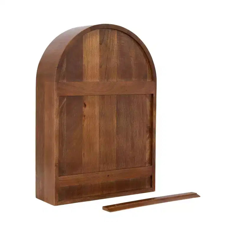 Scaffale da parete ad arco 45,7 x 66 cm, in noce marrone, in legno massello di mango con design geometrico