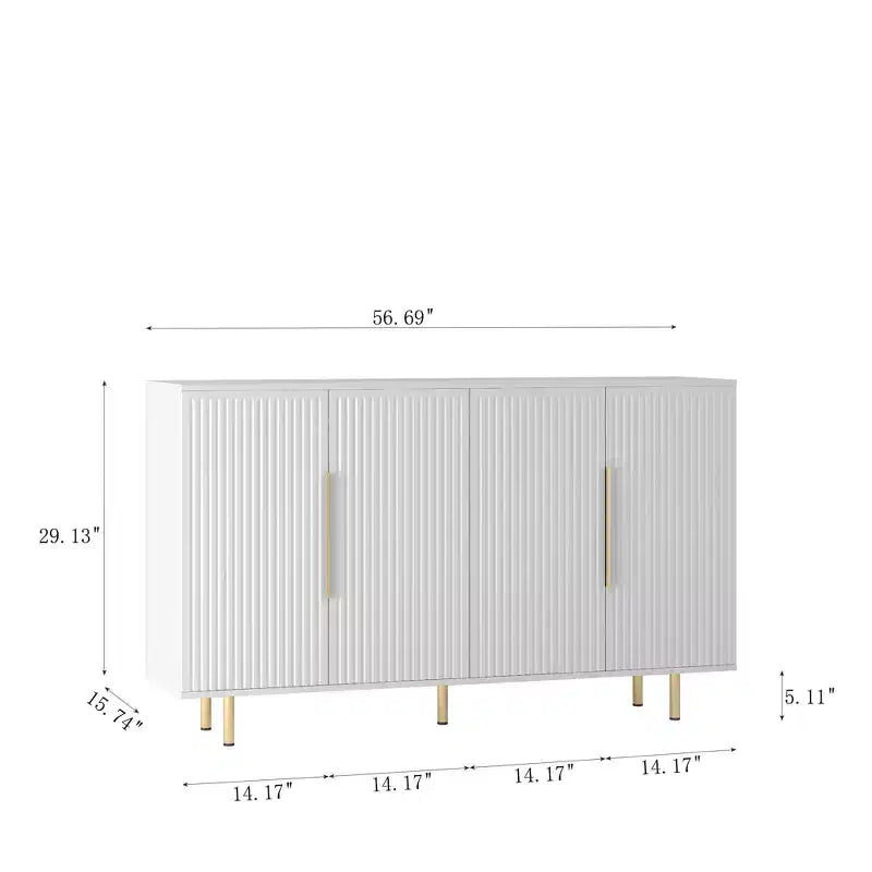Credenza moderna a buffet scanalata con ripiani regolabili, Credenza e consolle d'accento