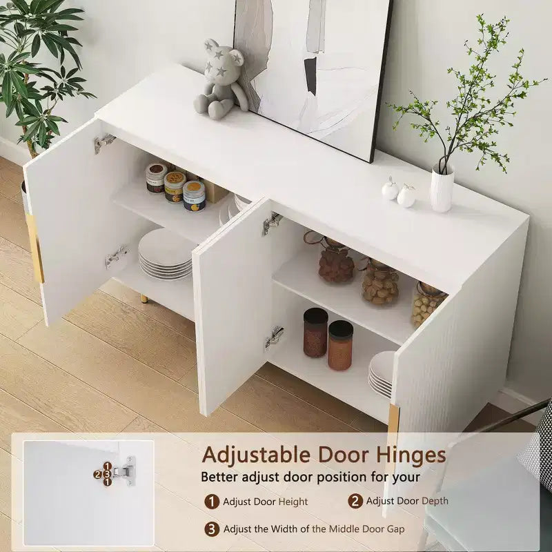 Credenza moderna a buffet scanalata con ripiani regolabili, Credenza e consolle d'accento
