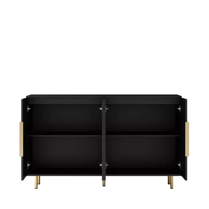 Credenza moderna a buffet scanalata con ripiani regolabili, Credenza e consolle d'accento