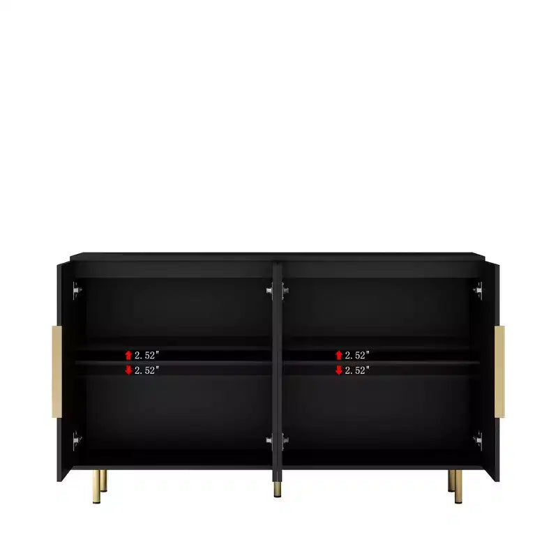 Credenza moderna a buffet scanalata con ripiani regolabili, Credenza e consolle d'accento