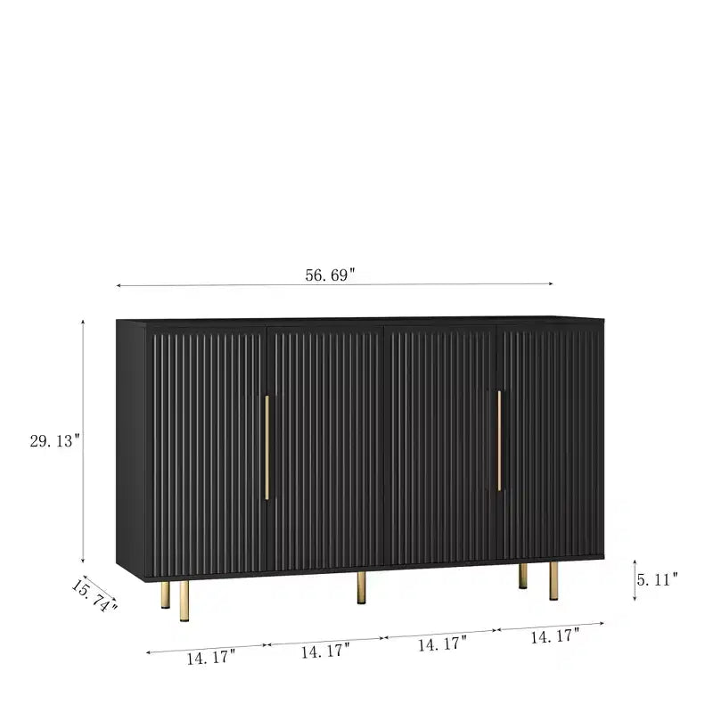 Credenza moderna a buffet scanalata con ripiani regolabili, Credenza e consolle d'accento