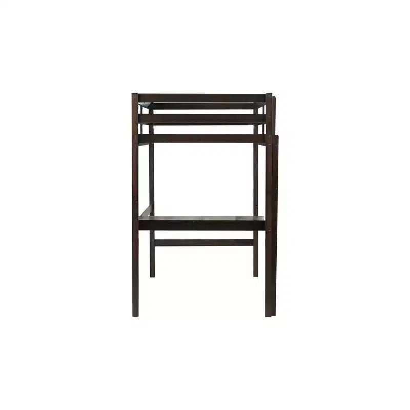 Letto a soppalco in legno di gomma matrimoniale con scaletta, sponde di sicurezza e scrivania integrata, 78,6"L x 41,4"W
