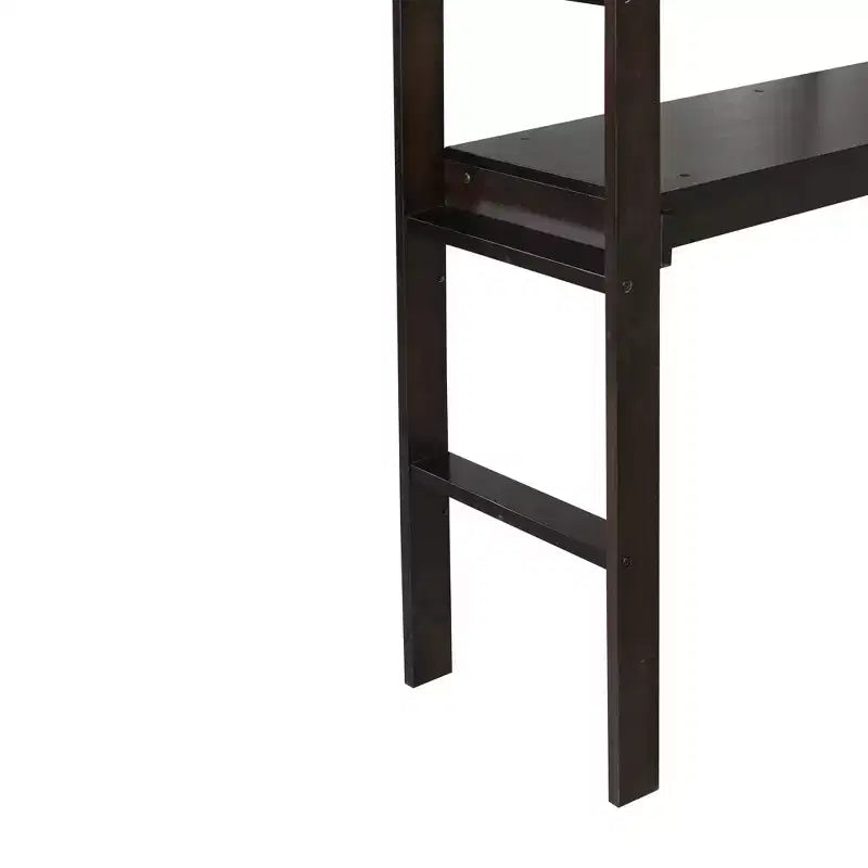 Letto a soppalco in legno di gomma matrimoniale con scaletta, sponde di sicurezza e scrivania integrata, 78,6"L x 41,4"W