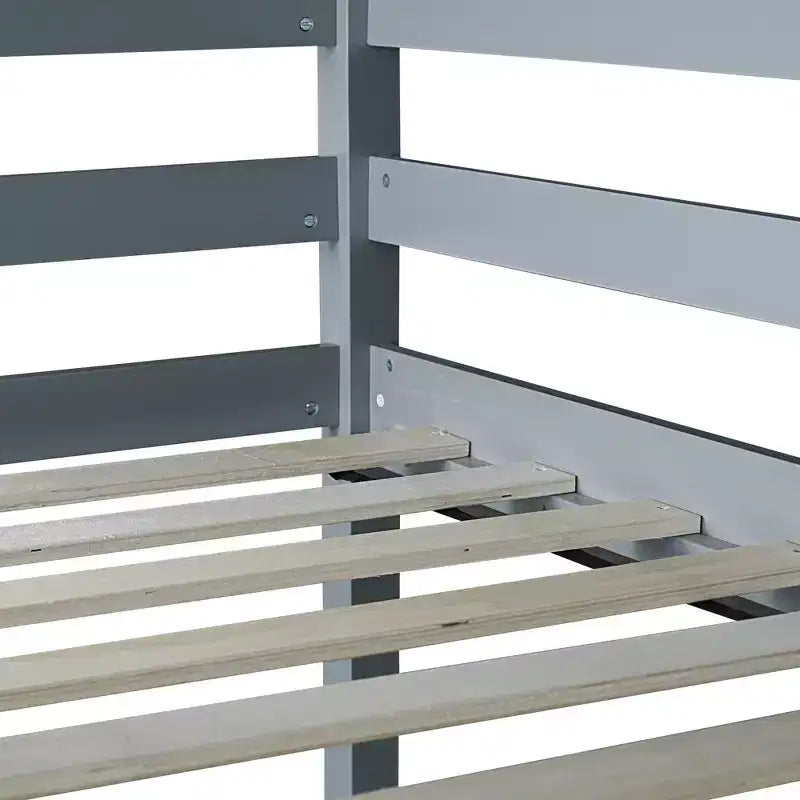Letto a soppalco in legno di gomma matrimoniale con scaletta, sponde di sicurezza e scrivania integrata, 78,6"L x 41,4"W