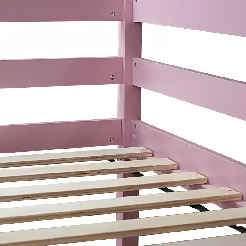 Letto a soppalco in legno di gomma matrimoniale con scaletta, sponde di sicurezza e scrivania integrata, 78,6"L x 41,4"W