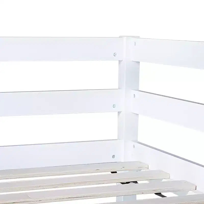 Letto a soppalco in legno di gomma matrimoniale con scaletta, sponde di sicurezza e scrivania integrata, 78,6"L x 41,4"W