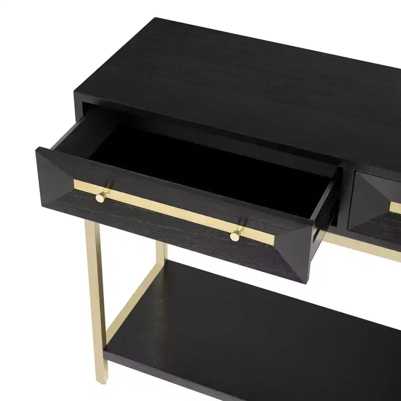 Consolle da 45.5 pollici con due cassetti, tavolo da corridoio retrò con design geometrico