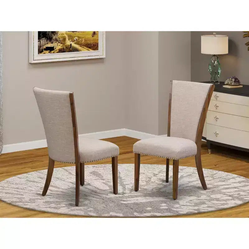 Set di 2 sedie da pranzo imbottite Parson con seduta in tessuto di lino e telaio in legno