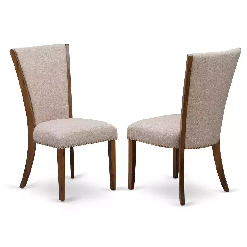 Set di 2 sedie da pranzo imbottite Parson con seduta in tessuto di lino e telaio in legno