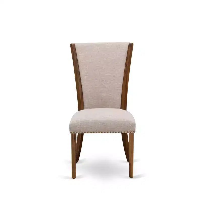 Set di 2 sedie da pranzo imbottite Parson con seduta in tessuto di lino e telaio in legno