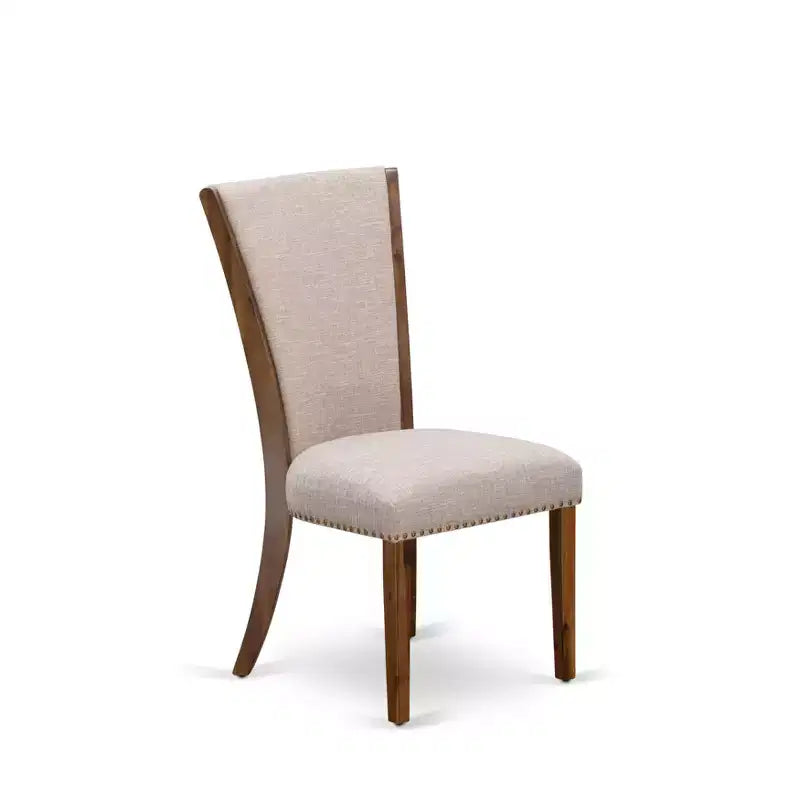 Set di 2 sedie da pranzo imbottite Parson con seduta in tessuto di lino e telaio in legno