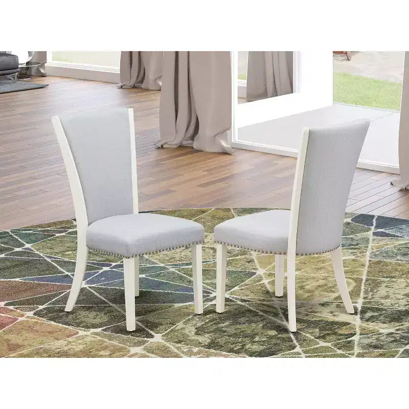 Set di 2 sedie da pranzo imbottite Parson con seduta in tessuto di lino e telaio in legno