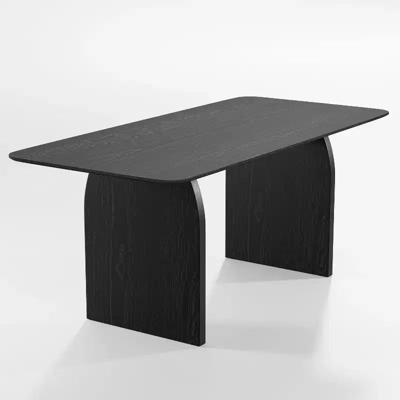 Tavolo da pranzo da fattoria 67 x 33,5 con gambe ad arco, legno massello, nero, 6 posti a sedere