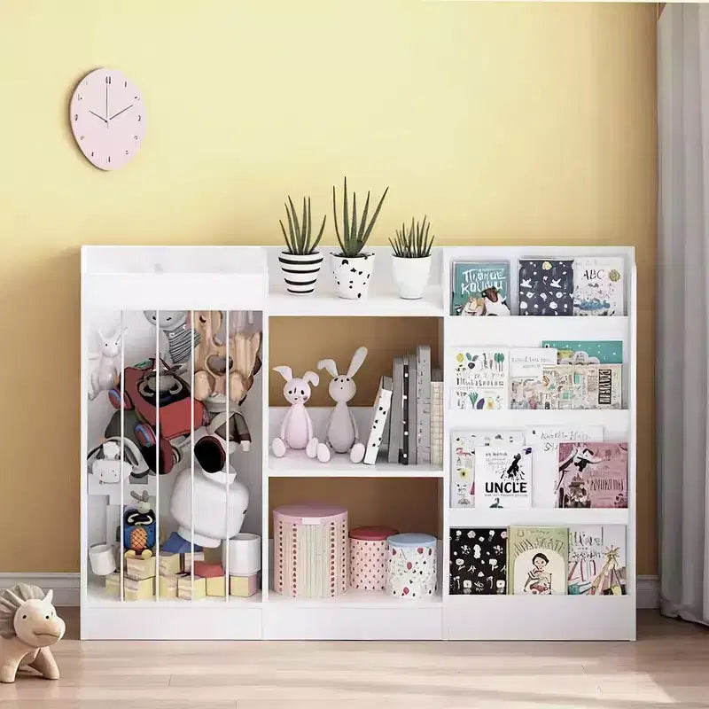 Libreria per bambini e contenitore per giocattoli con ripiani frontali per libri