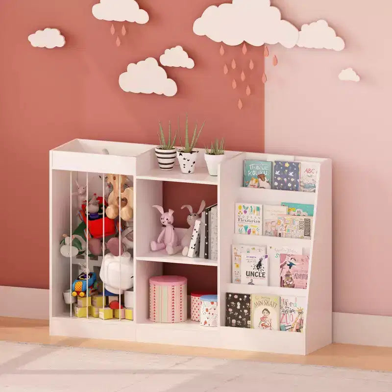 Libreria per bambini e contenitore per giocattoli con ripiani frontali per libri