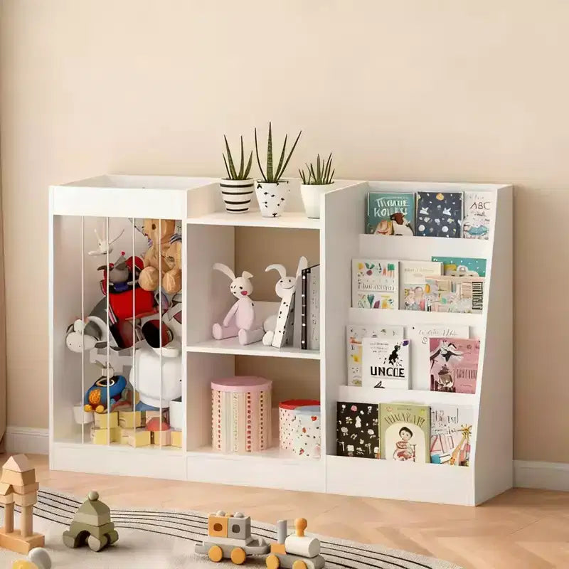 Libreria per bambini e contenitore per giocattoli con ripiani frontali per libri