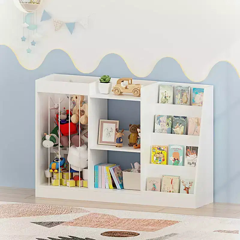 Libreria per bambini e contenitore per giocattoli con ripiani frontali per libri