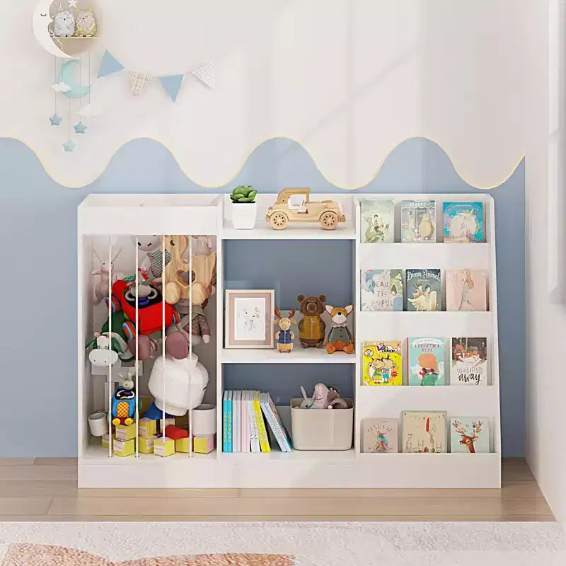 Libreria per bambini e contenitore per giocattoli con ripiani frontali per libri