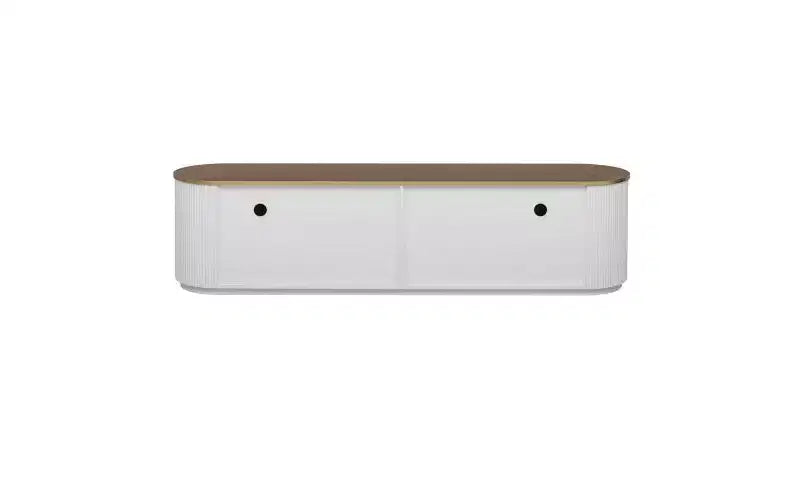 Mobile TV moderno minimalista da 70,8 pollici per TV fino a 80 pollici, 3 cassetti e 1 ripiano, maniglie in metallo, bianco
