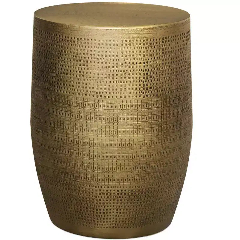 Jean 15 inch Wide Boho Morse Pattern Metal Accent Table, Assembled