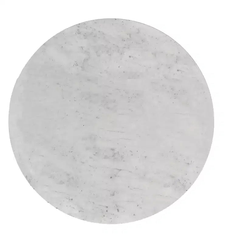 Tavolino in metallo da 14 pollici di larghezza, piano in marmo bianco con base in ottone anticato, completamente assemblato