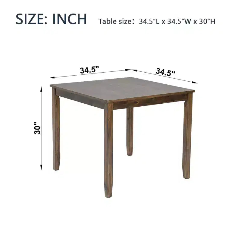Tavolo da pranzo quadrato in legno di noce per 4 persone, 87,6 cm L x 87,6 cm P x 76,2 cm H – Solo tavolo