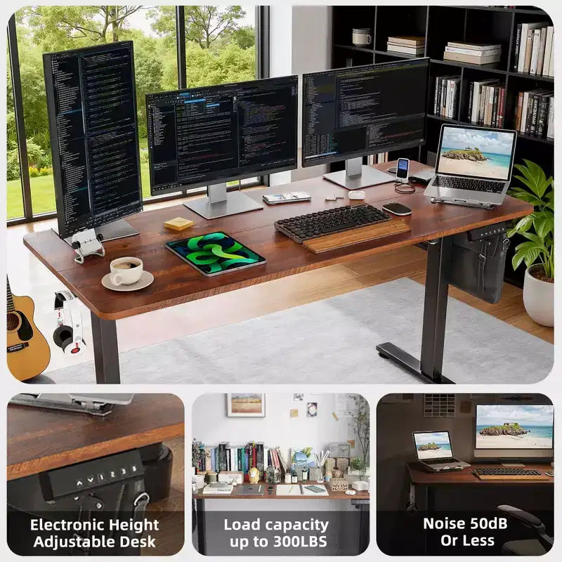 Scrivania Elettrica Regolabile in Altezza con Piano Componibile, 122 x 61 cm, per Casa e Ufficio