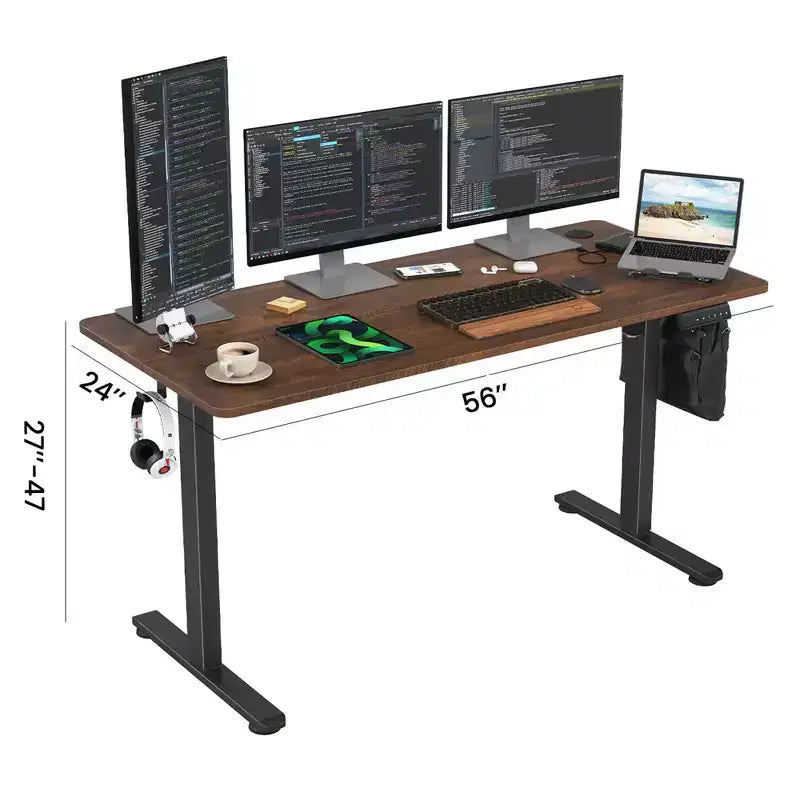 Scrivania Elettrica Regolabile in Altezza con Piano Componibile, 122 x 61 cm, per Casa e Ufficio