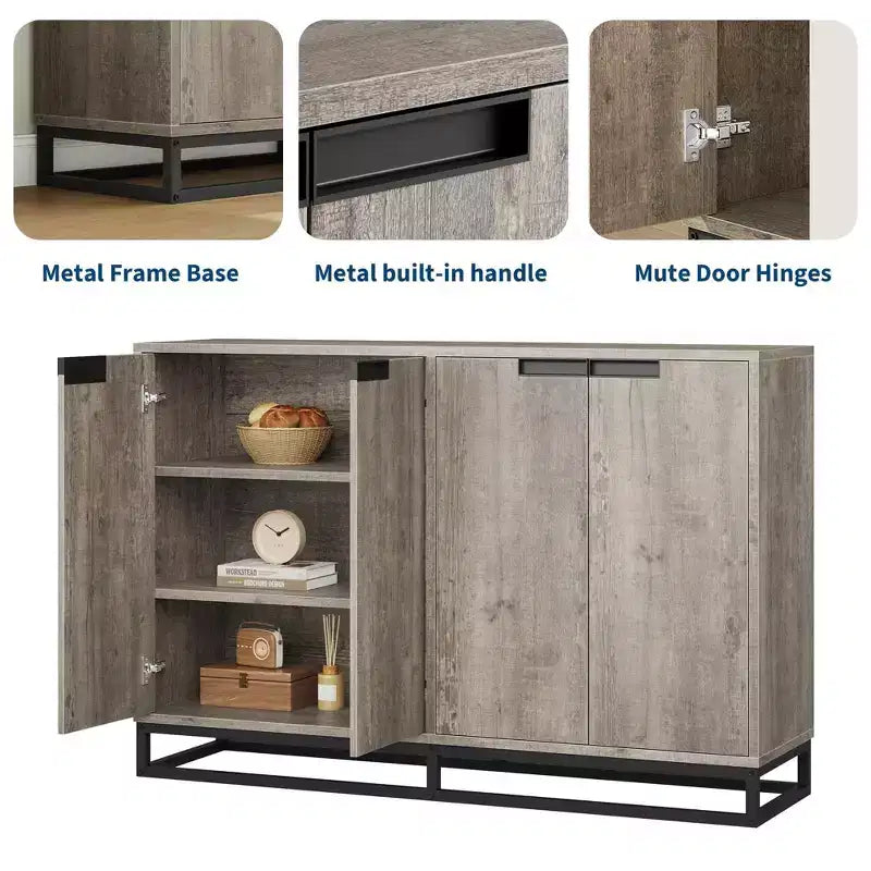 Credenza Buffet da 55 pollici con Ante e Ripiani Regolabili