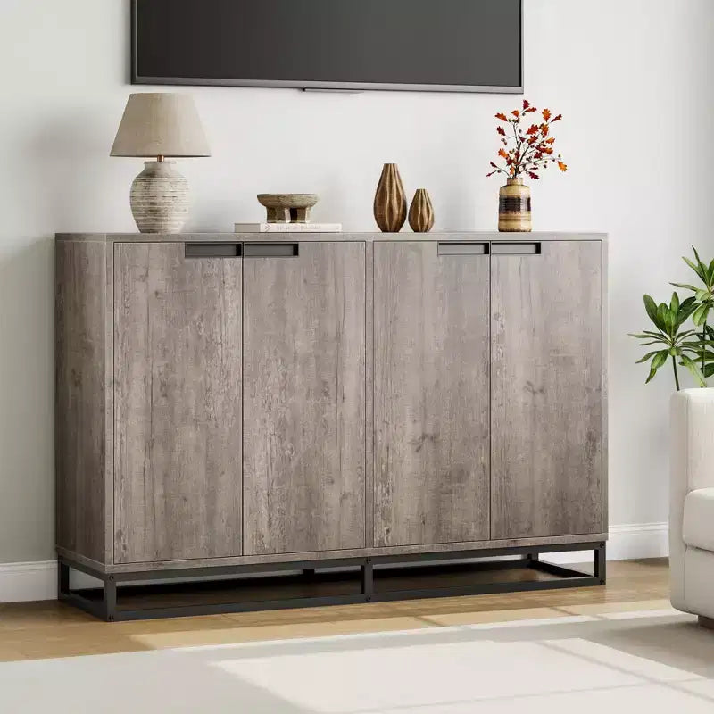 Credenza Buffet da 55 pollici con Ante e Ripiani Regolabili
