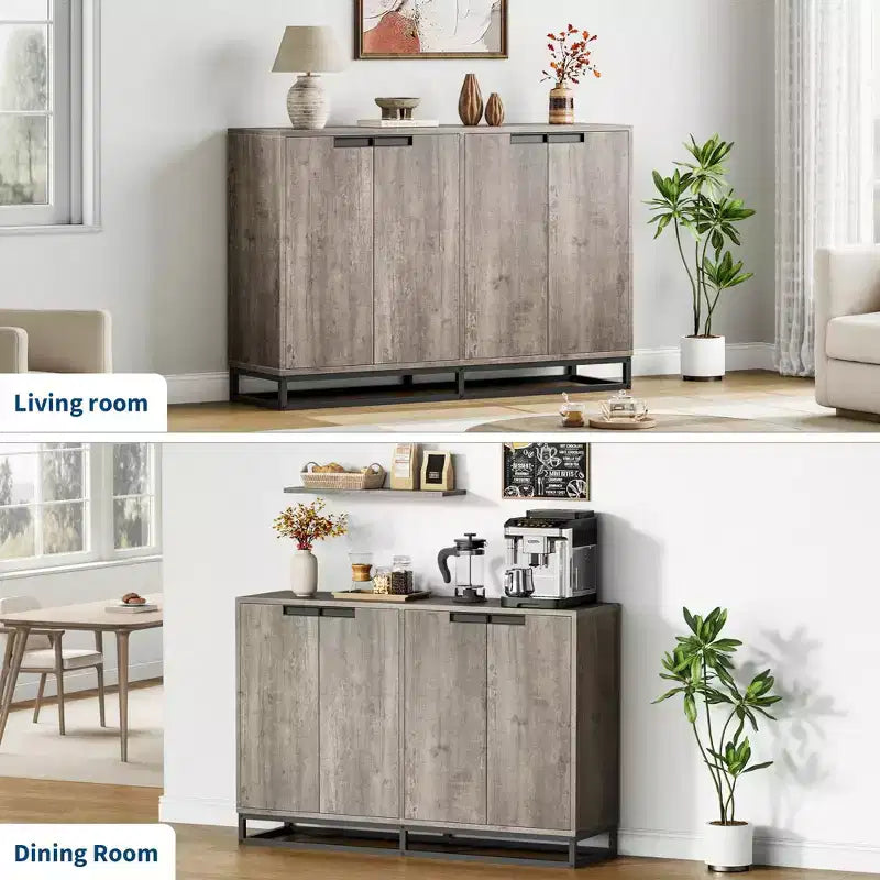 Credenza Buffet da 55 pollici con Ante e Ripiani Regolabili