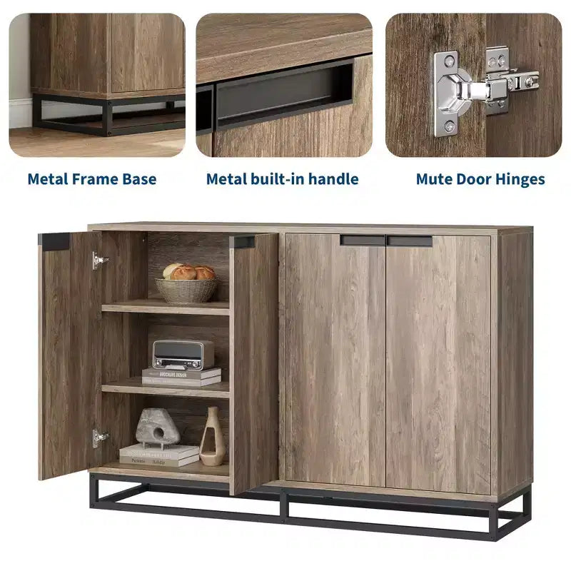 Credenza Buffet da 55 pollici con Ante e Ripiani Regolabili