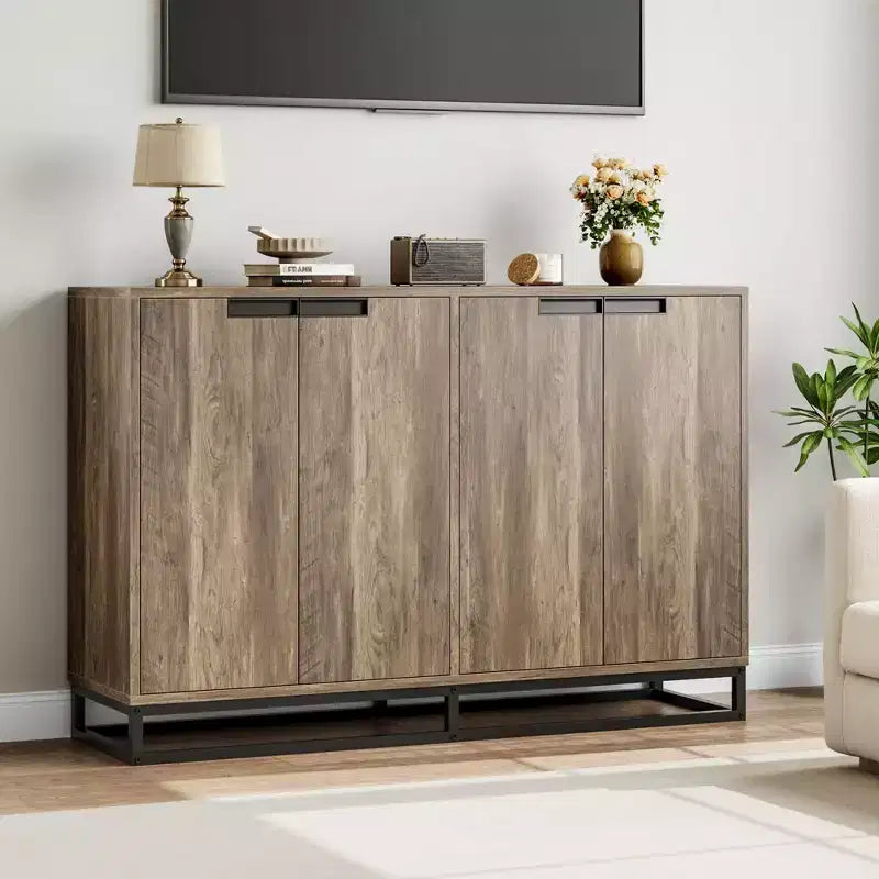 Credenza Buffet da 55 pollici con Ante e Ripiani Regolabili