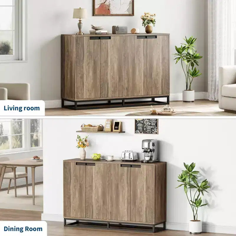 Credenza Buffet da 55 pollici con Ante e Ripiani Regolabili