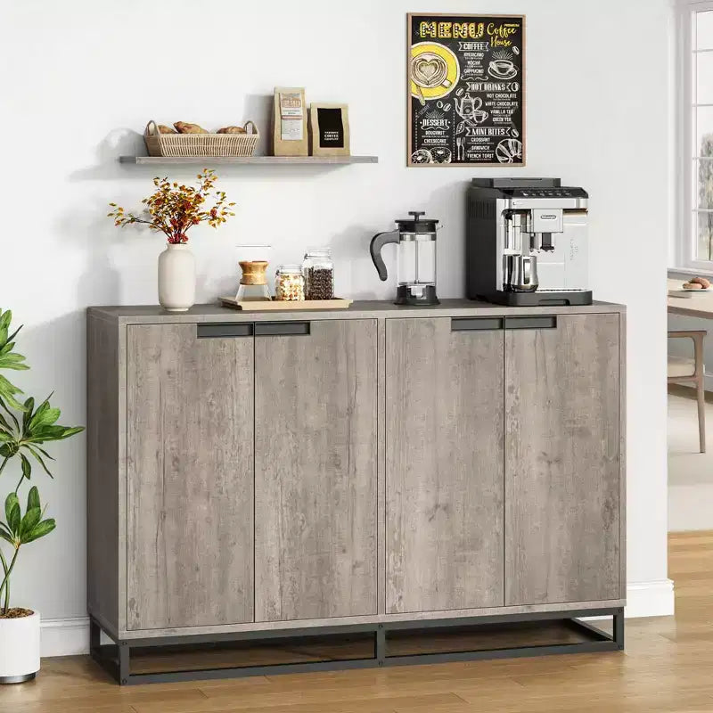 Credenza Buffet da 55 pollici con Ante e Ripiani Regolabili