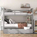Letto a castello in legno completo su completo con 2 cassetti portaoggetti sotto il letto, grigio
