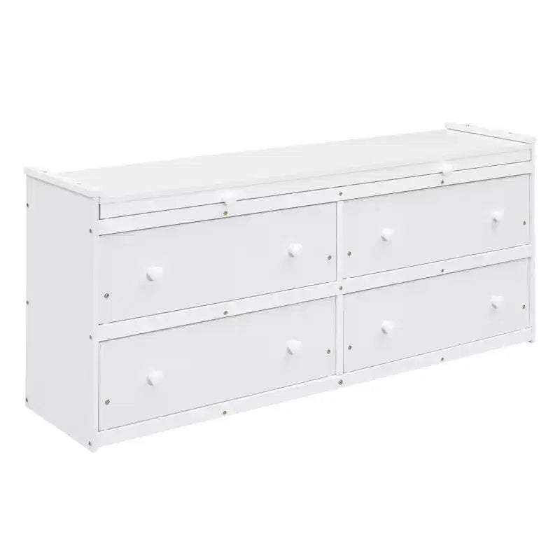 Letto a soppalco basso con scrivania estraibile, 4 cassetti e 4 ripiani, struttura letto in legno salvaspazio per bambini