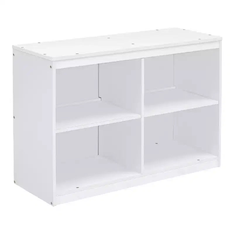 Letto a soppalco basso con scrivania estraibile, 4 cassetti e 4 ripiani, struttura letto in legno salvaspazio per bambini