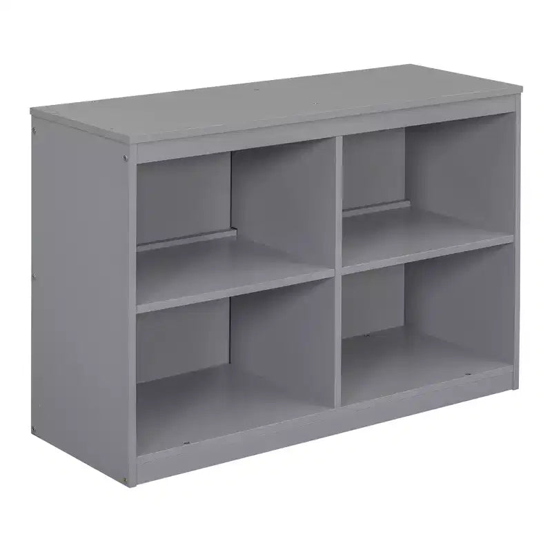 Letto a soppalco basso con scrivania estraibile, 4 cassetti e 4 ripiani, struttura letto in legno salvaspazio per bambini