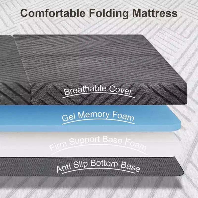Materasso Tri-Fold in Memory Foam da 6 Pollici, Divano Letto Pieghevole Portatile con Copertura Lavabile e Borsa per il Trasporto
