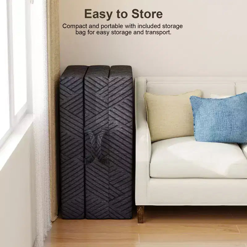 Materasso Tri-Fold in Memory Foam da 6 Pollici, Divano Letto Pieghevole Portatile con Copertura Lavabile e Borsa per il Trasporto