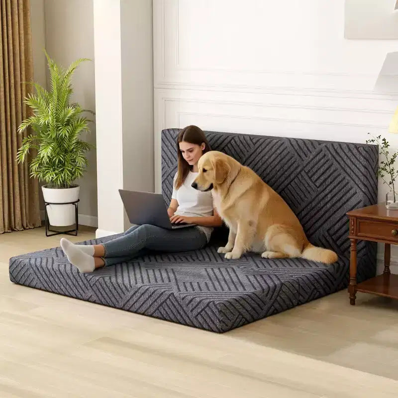 Materasso Tri-Fold in Memory Foam da 6 Pollici, Divano Letto Pieghevole Portatile con Copertura Lavabile e Borsa per il Trasporto