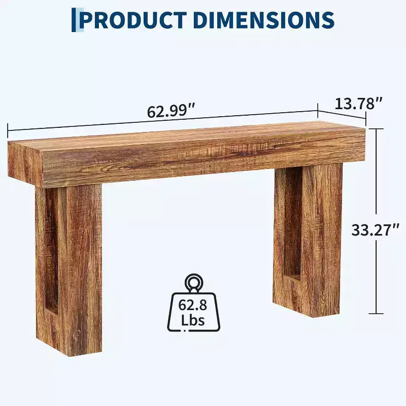 Console stretta da 63" con struttura in legno – Rettangolare, Marrone
