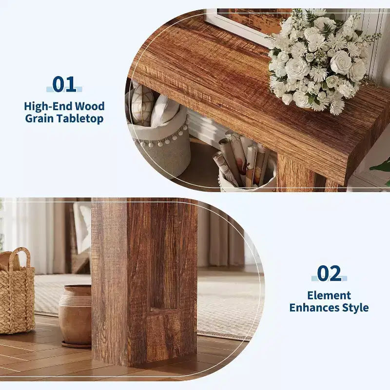 Console stretta da 63" con struttura in legno – Rettangolare, Marrone