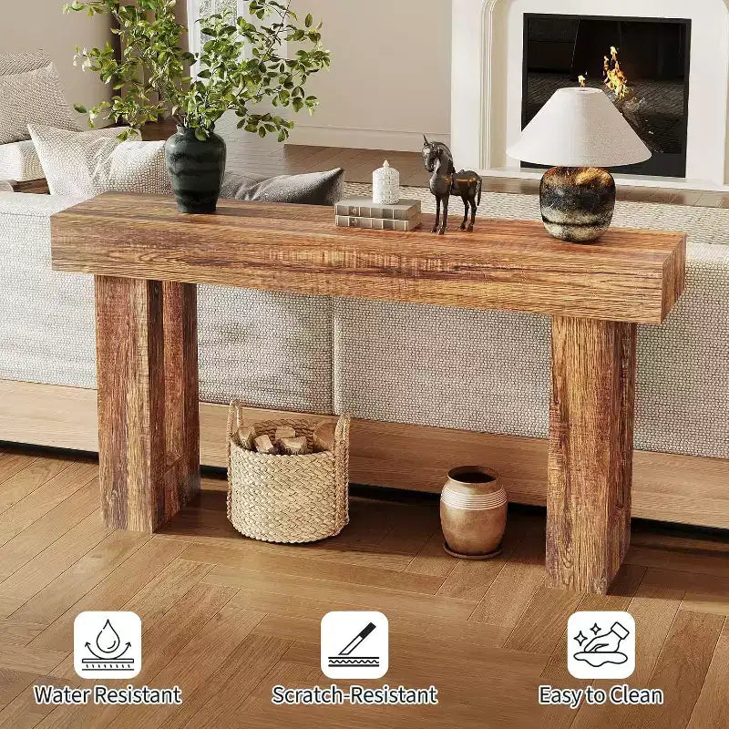 Console stretta da 63" con struttura in legno – Rettangolare, Marrone