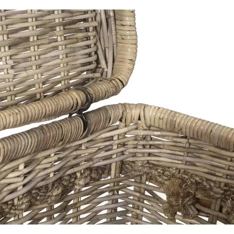 Cesto portabiancheria alto in vimini di rattan con struttura in ferro per camera da letto e soggiorno