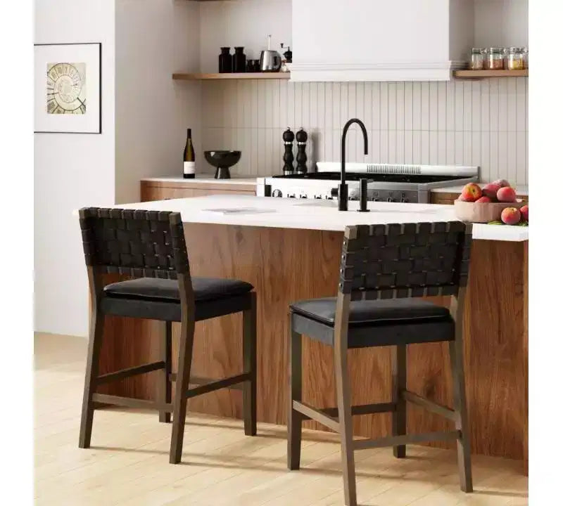 Set di 2 sgabelli da bar in similpelle ad altezza bancone