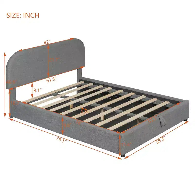 Letto Imbottito a Piattaforma in Pile Teddy Matrimoniale/Queen con Sistema di Contenimento Idraulico