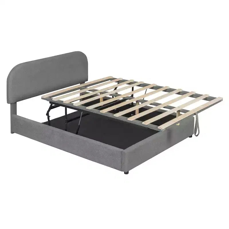 Letto Imbottito a Piattaforma in Pile Teddy Matrimoniale/Queen con Sistema di Contenimento Idraulico